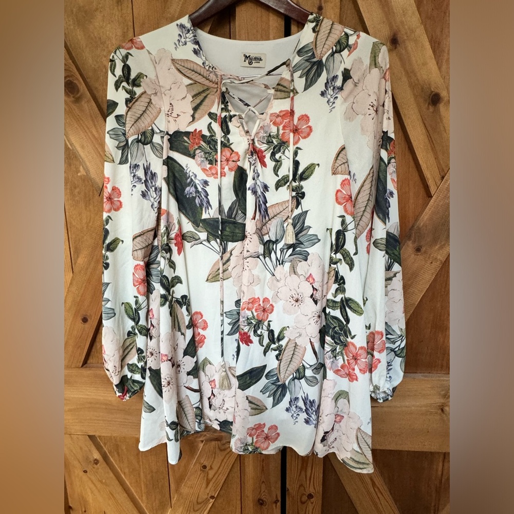 Floral lace up shift dress